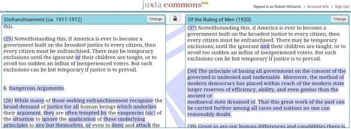 Juxta Commons, Screenshot