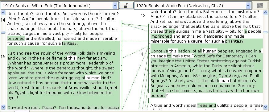 Du Bois's 'Disfranchisement' collated with 'Of the Ruling of Men' (Juxta collation software)