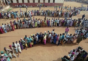 Photo: Voters waiting to vote, 1994 South African elections